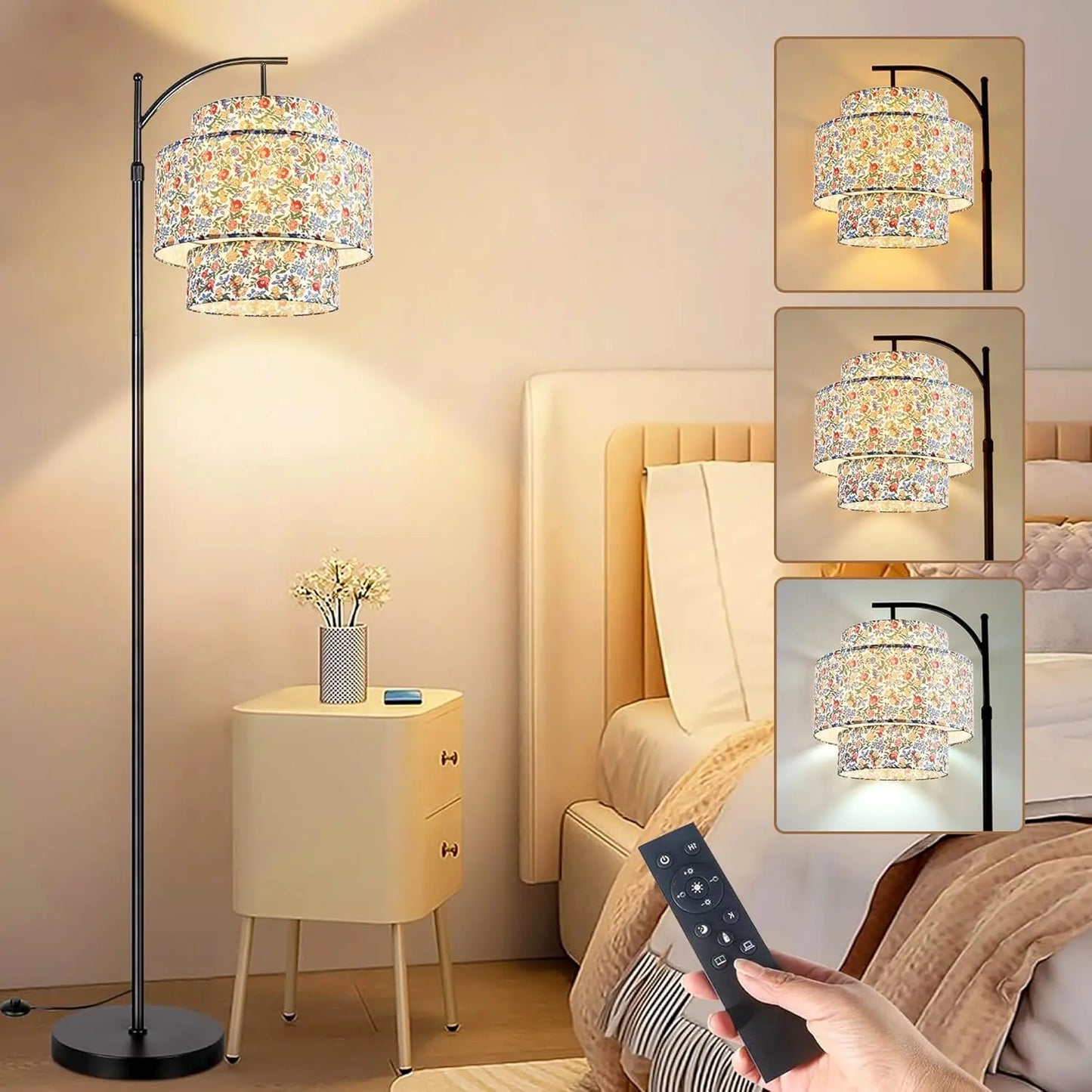 Hand Worked Wicker Floor Lamp with Remote