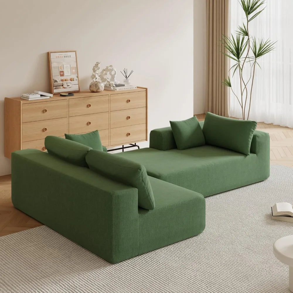 109" Green Modular Cloud 2 Piece Sectional with Deep Seats