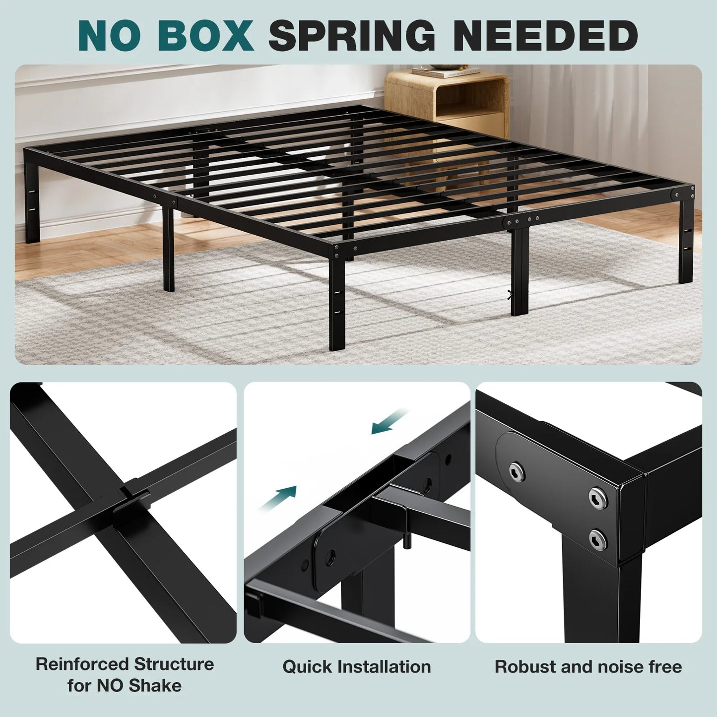 Basic Metal Bed Frame with Storage Space