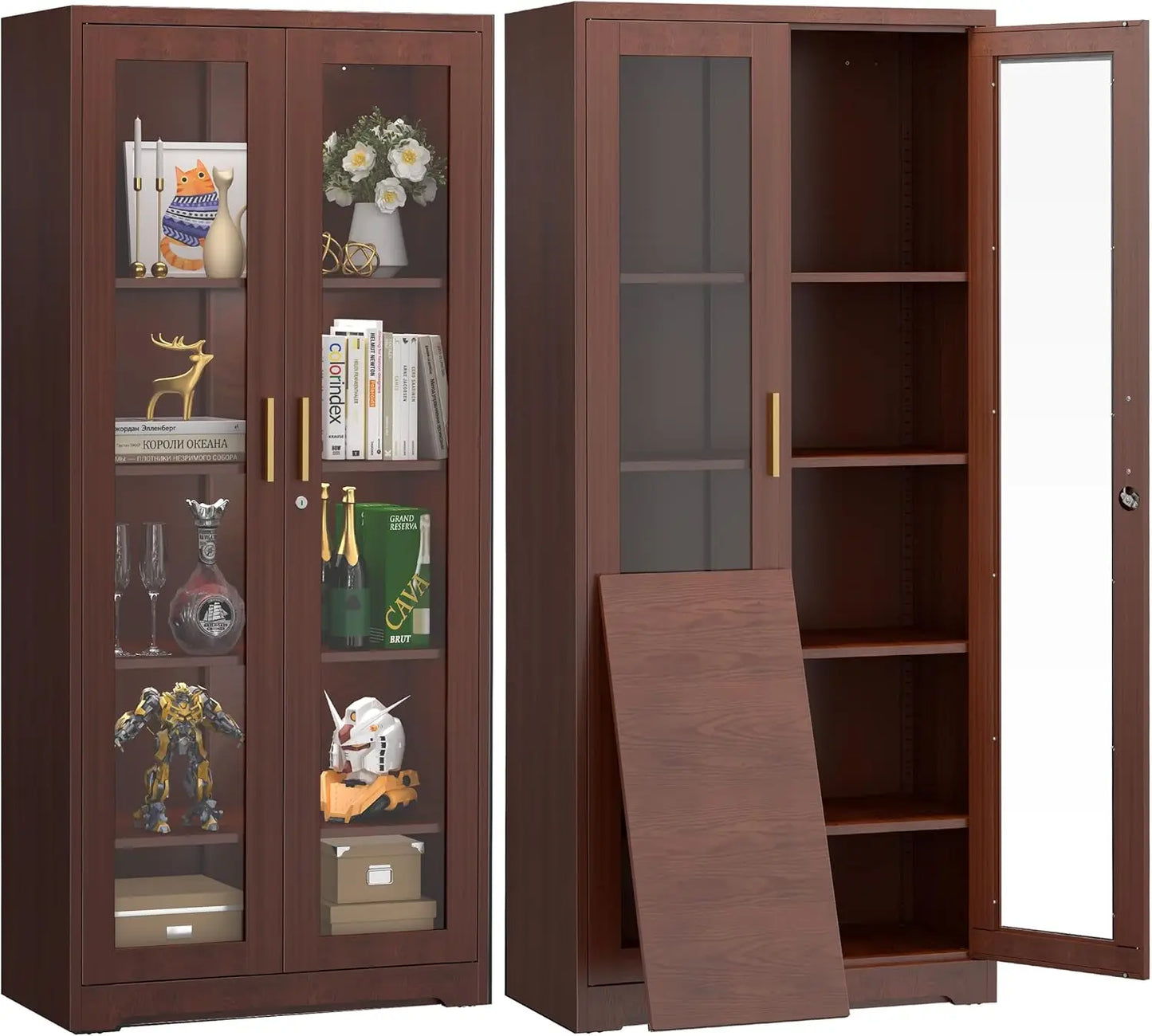 Metal and Glass Curio Cabinet or Display Case with Lock