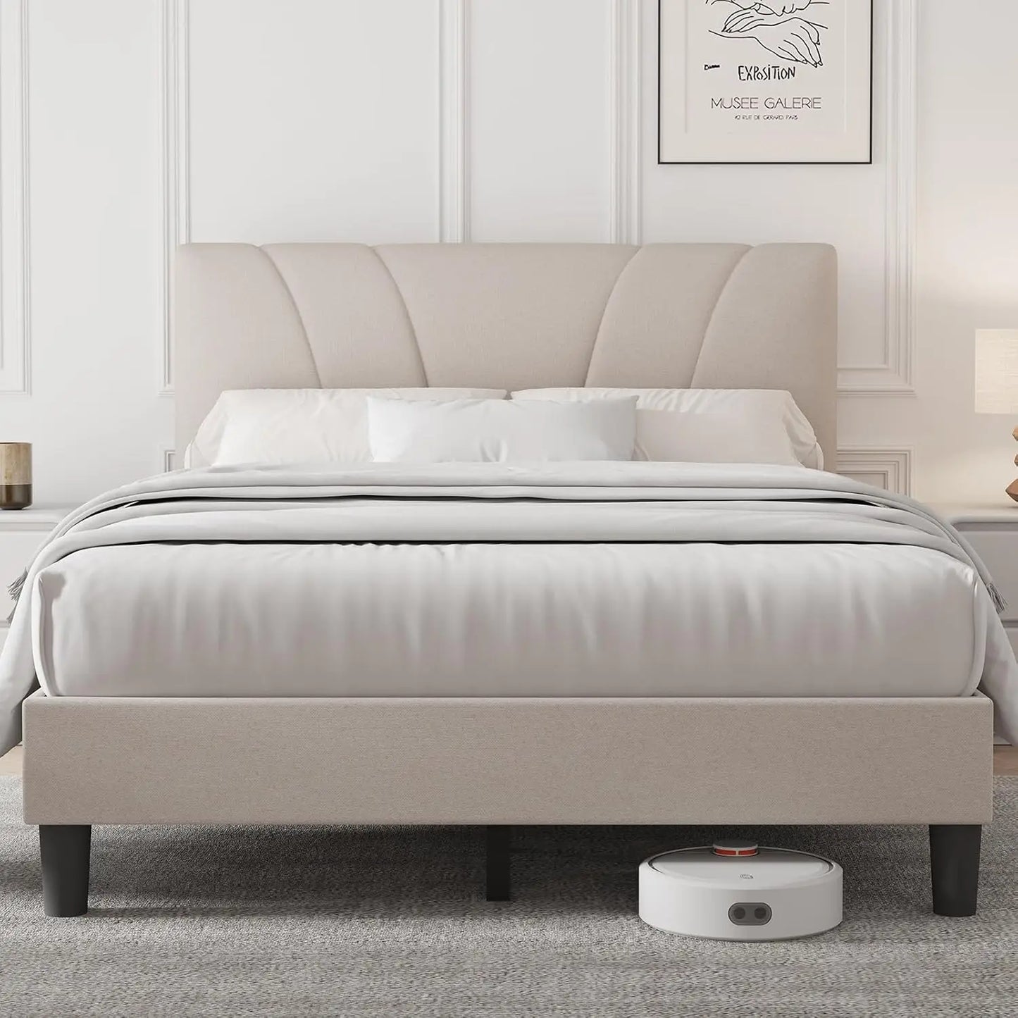 Full Size Platform Bed Frame with Adjustable Headboard