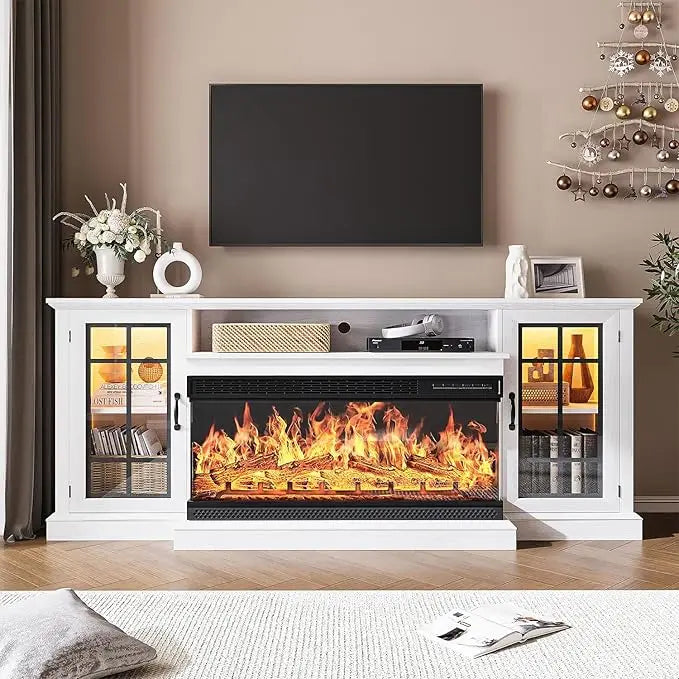 Rustic Media Entertainment Center with 36 Inch Fireplace
