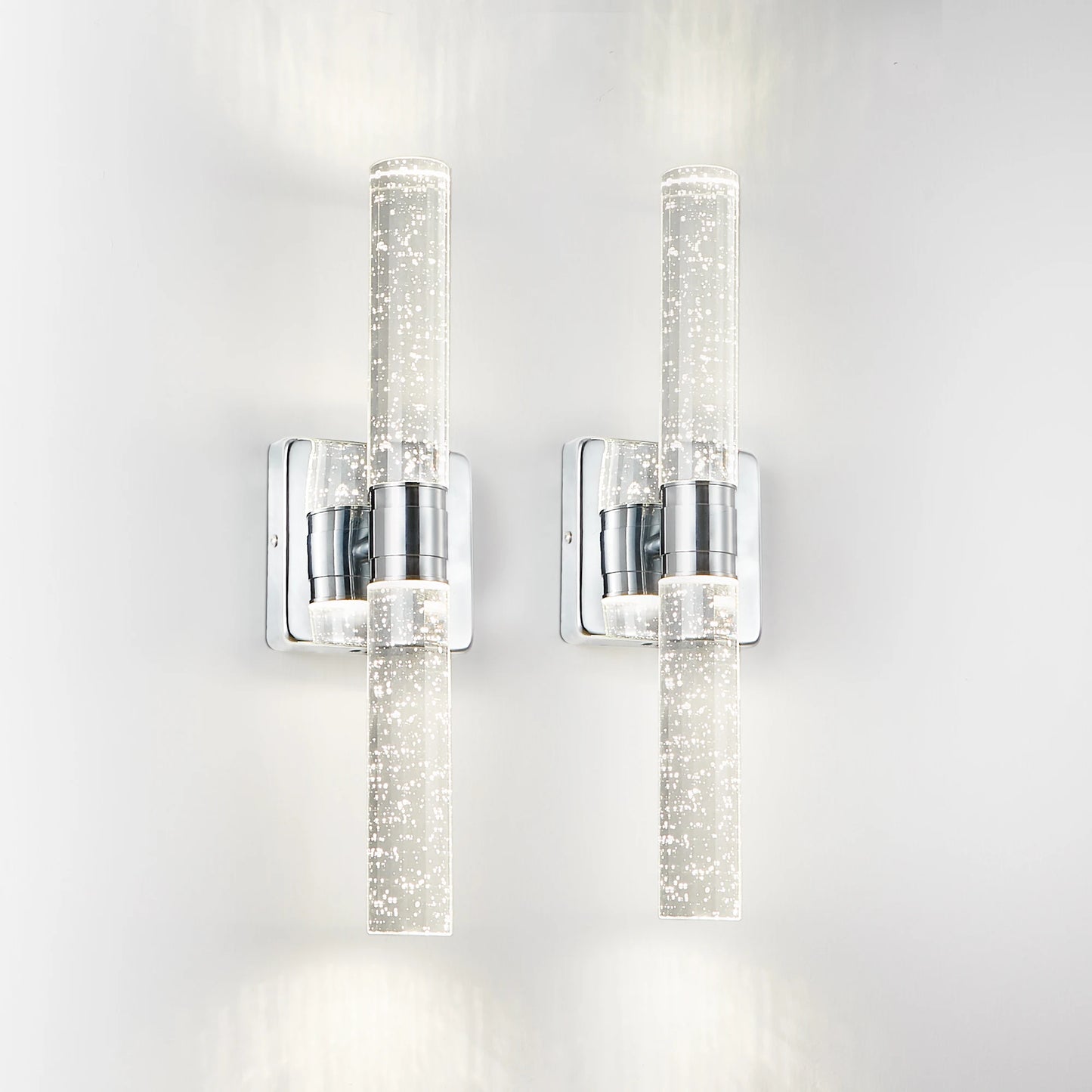 LED Modern Vertical Wall Lighting - Chrome/Golden Finish Bubble Crystal Design