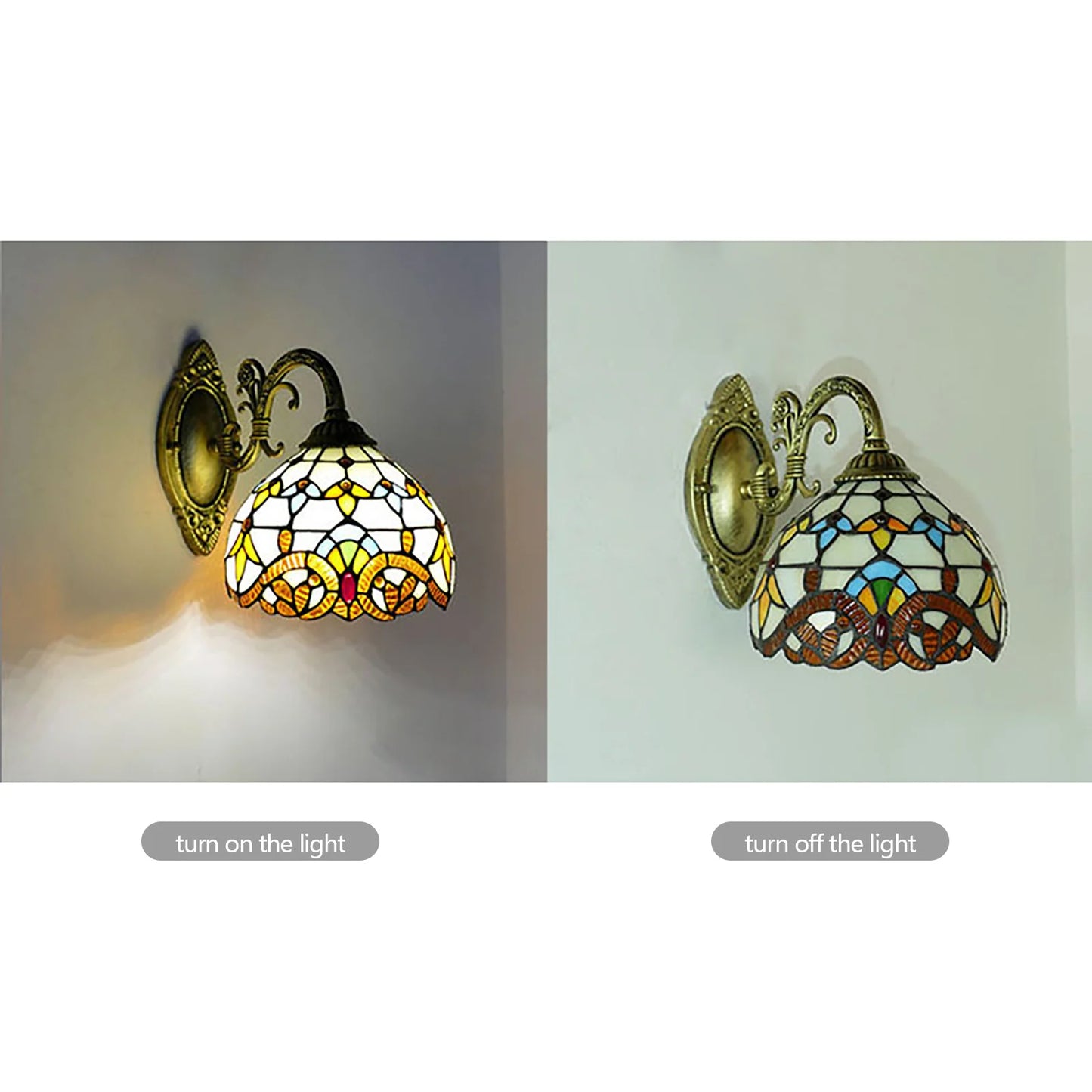 Tiffany Style Beige Dome Glass Sconce