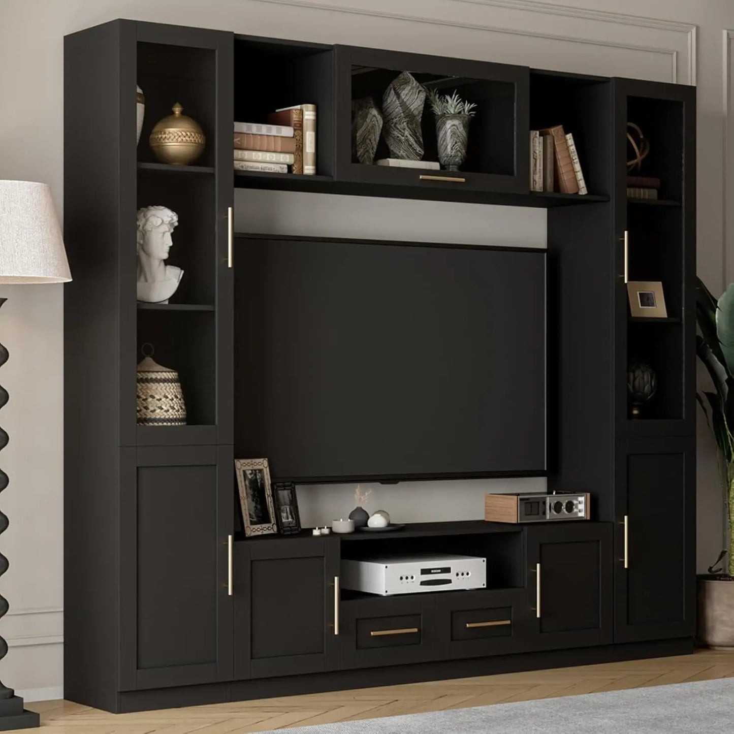 70" 4-Piece Entertainment Center with Shelves and Storage