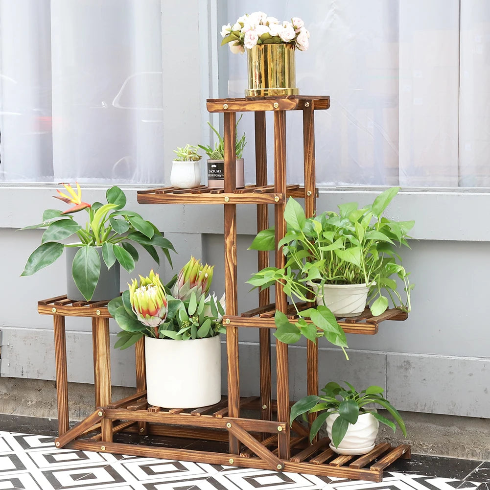 Wooden 6 Tiered Plant Stand