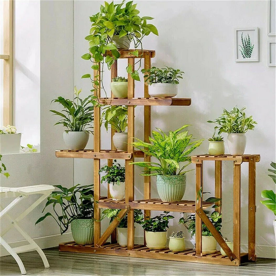 Wooden 6 Tiered Plant Stand