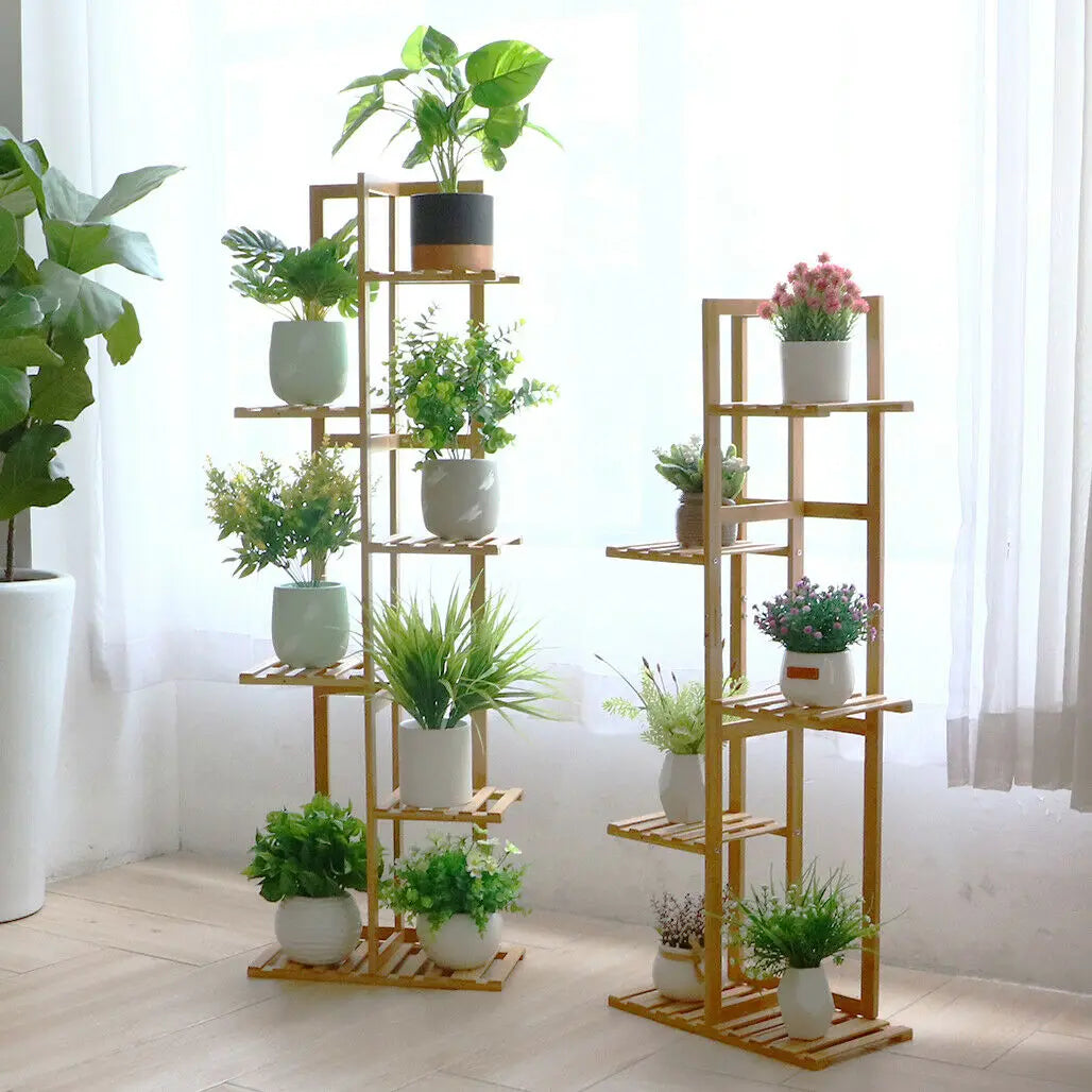 Bamboo 5 tier or 6 Tier Plant Stands