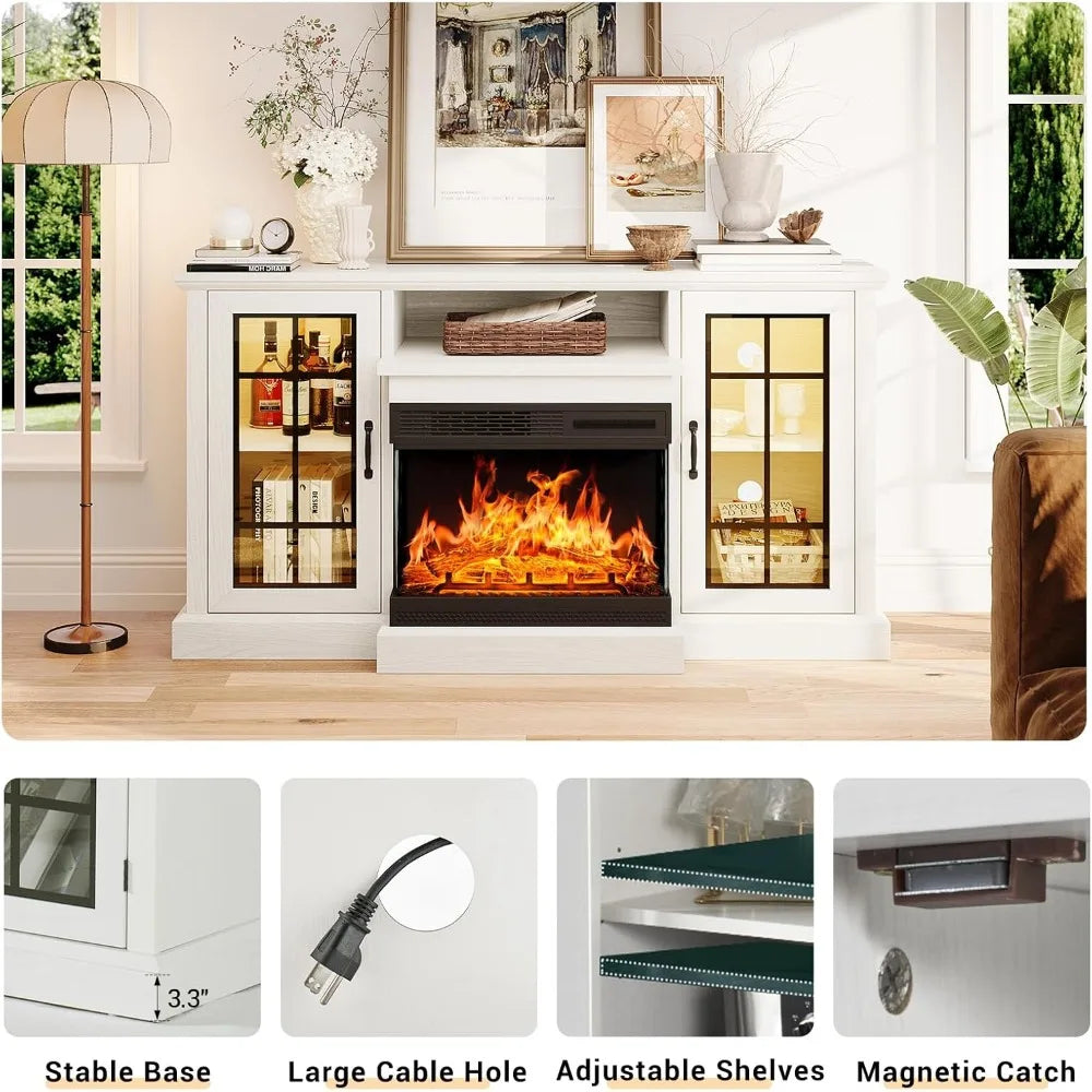 59'' Entertainment Console with Electric Fireplace, fits up to 65 in TV