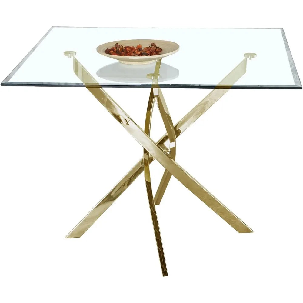 Minimalist Modern Glass Square or Round Dining Tables  with Tempered Glass