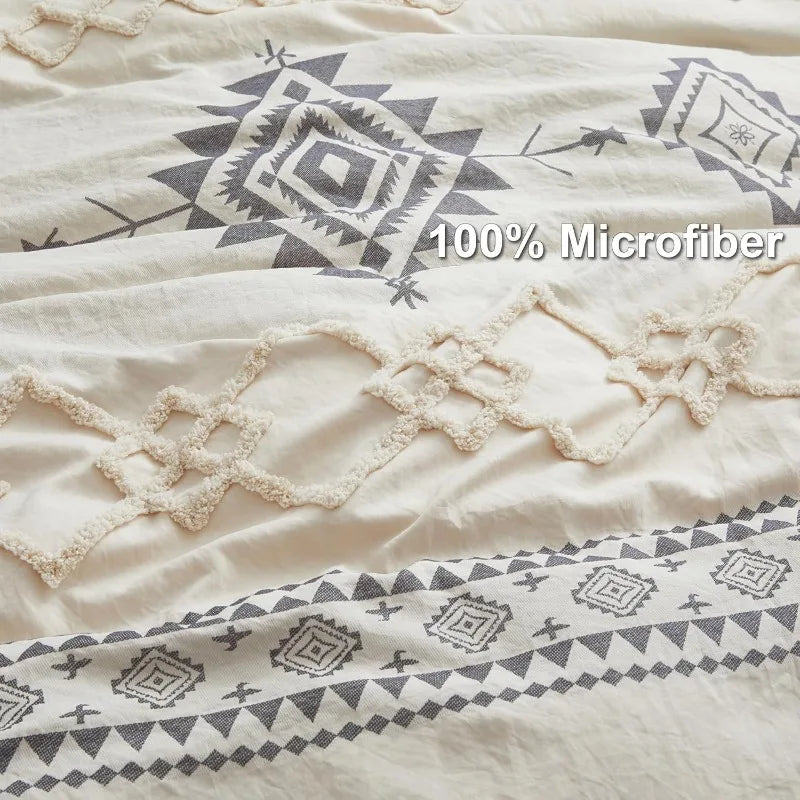 Boho Geometric Duvet Cover, 3 Piece Set