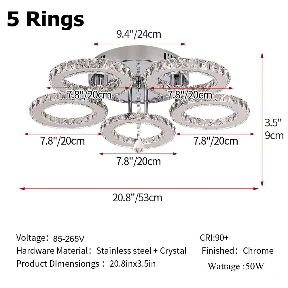 Modern Crystal Chandelier with Remote
