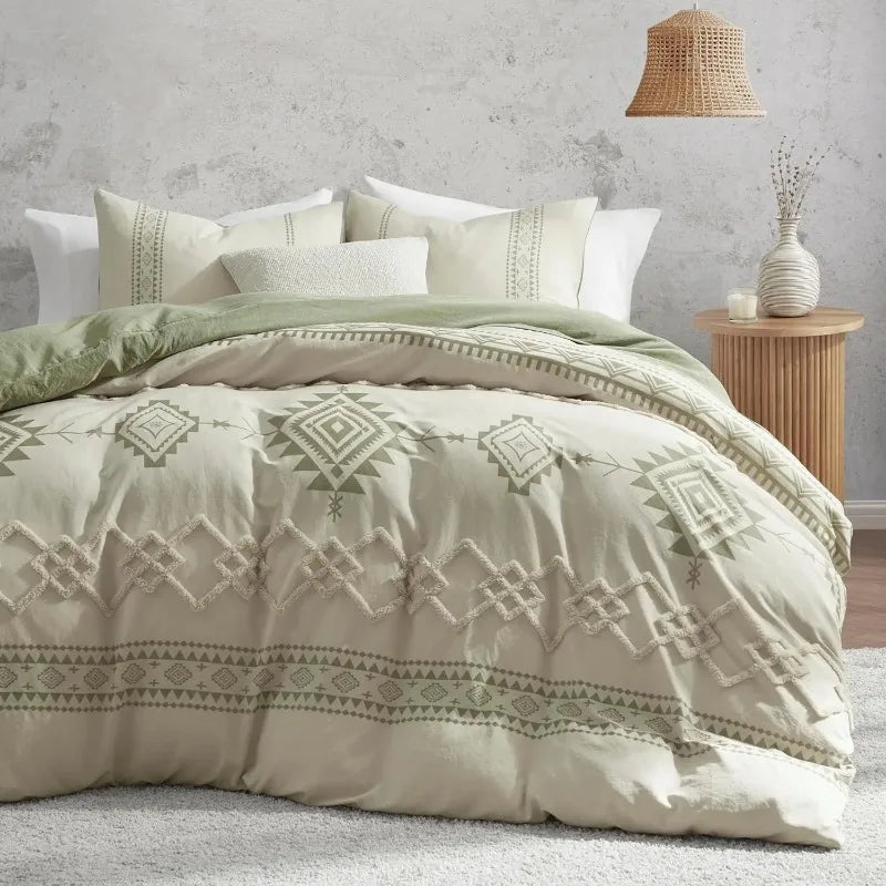 Boho Geometric Duvet Cover, 3 Piece Set
