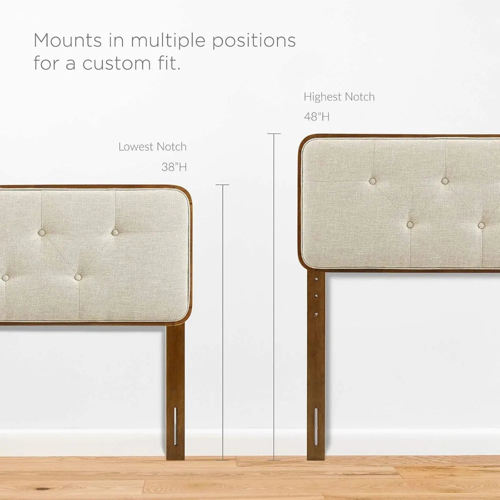 Tufted Queen Fabric and Wood Headboard