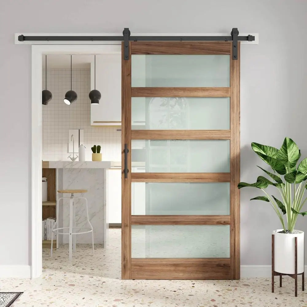 7 Foot Frosted Glass Barn Door