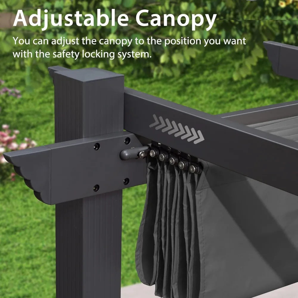 Outdoor Pergola with Retractable Canopy Aluminum Shelter