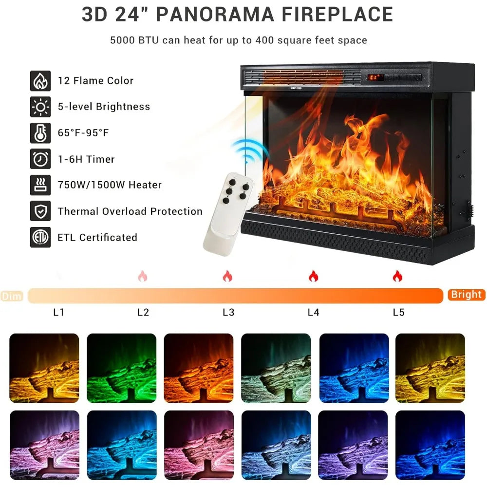 59'' Entertainment Console with Electric Fireplace, fits up to 65 in TV