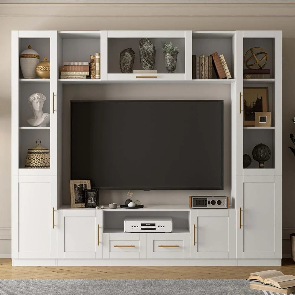 70" 4-Piece Entertainment Center with Shelves and Storage