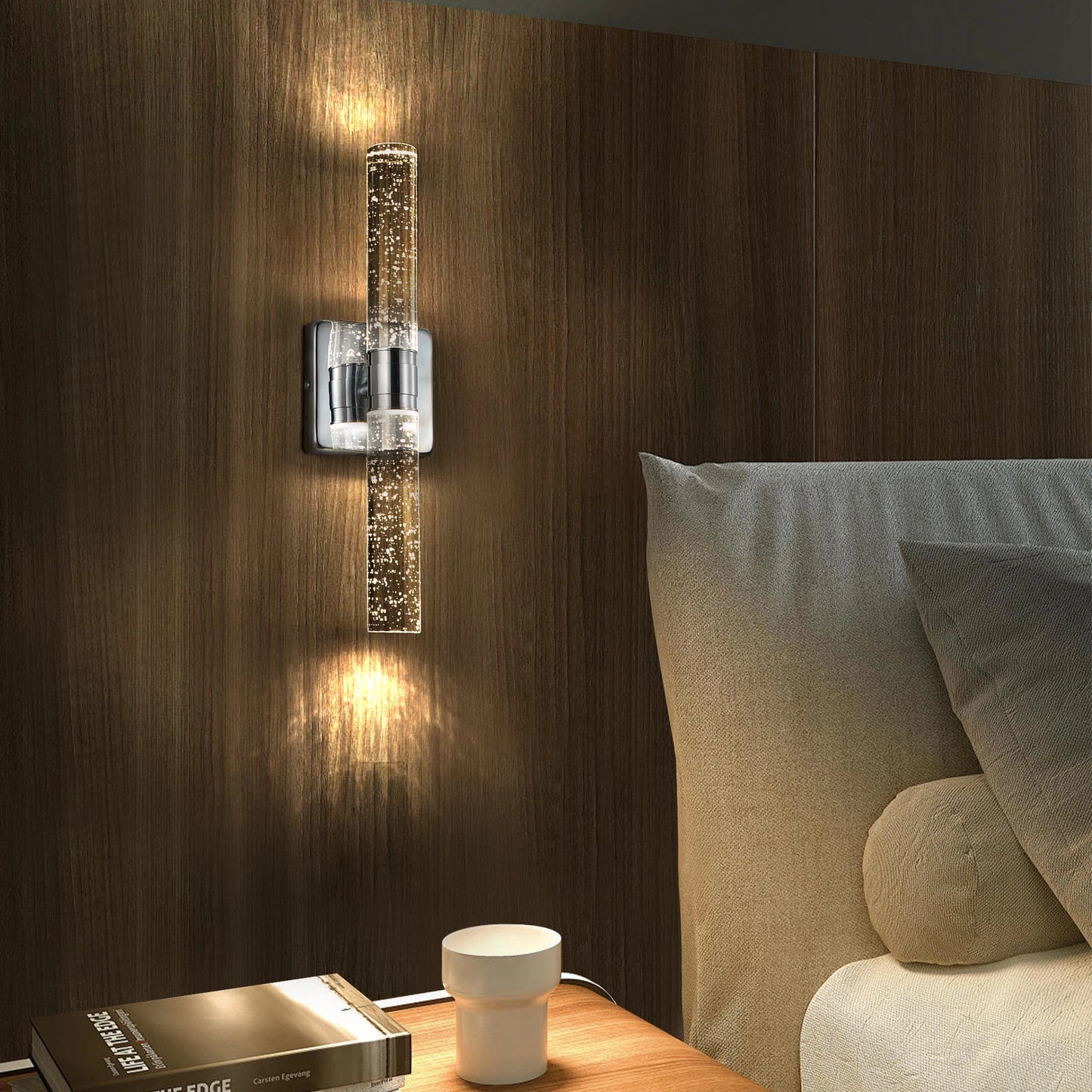 LED Modern Vertical Wall Lighting - Chrome/Golden Finish Bubble Crystal Design