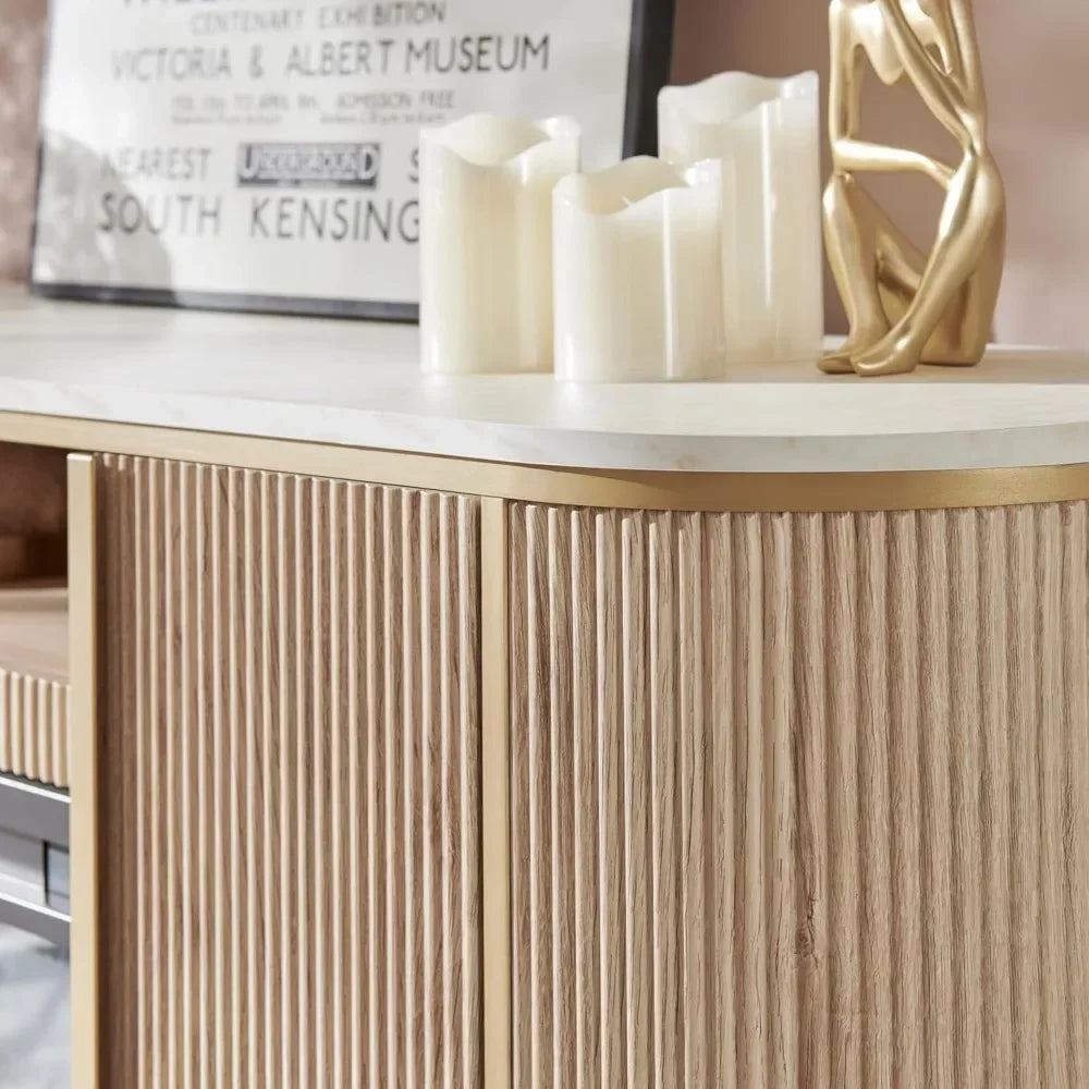 Modern Chic Fluted Entertainment Console for up to 80" TV with 30" Fireplace