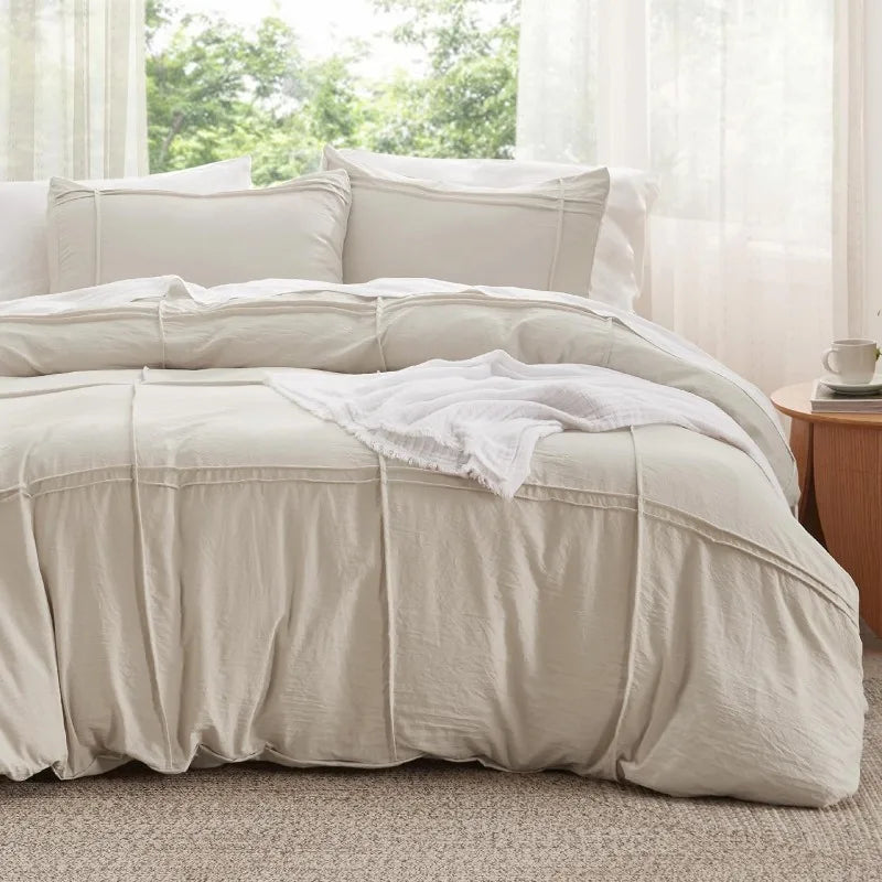 Grid Tufted Shabby Chic Duvet Cover Set, King and Queen sets only