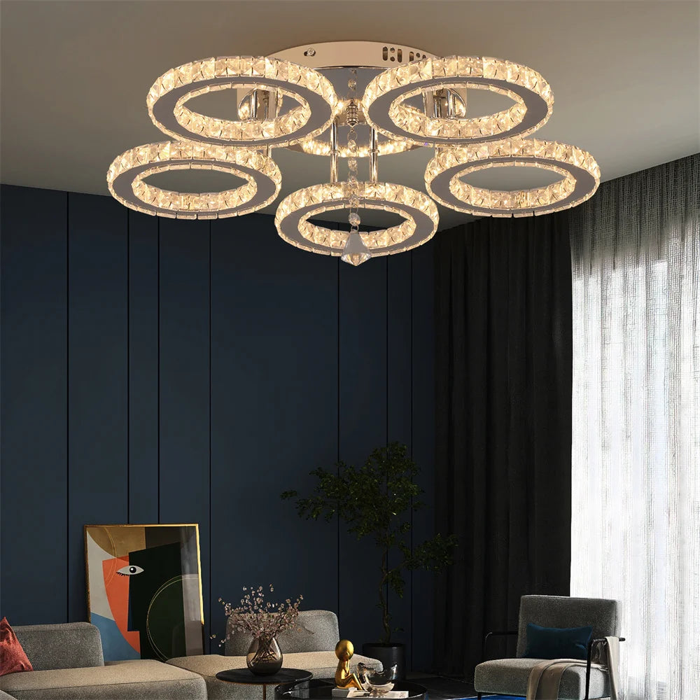 Modern Crystal Chandelier with Remote