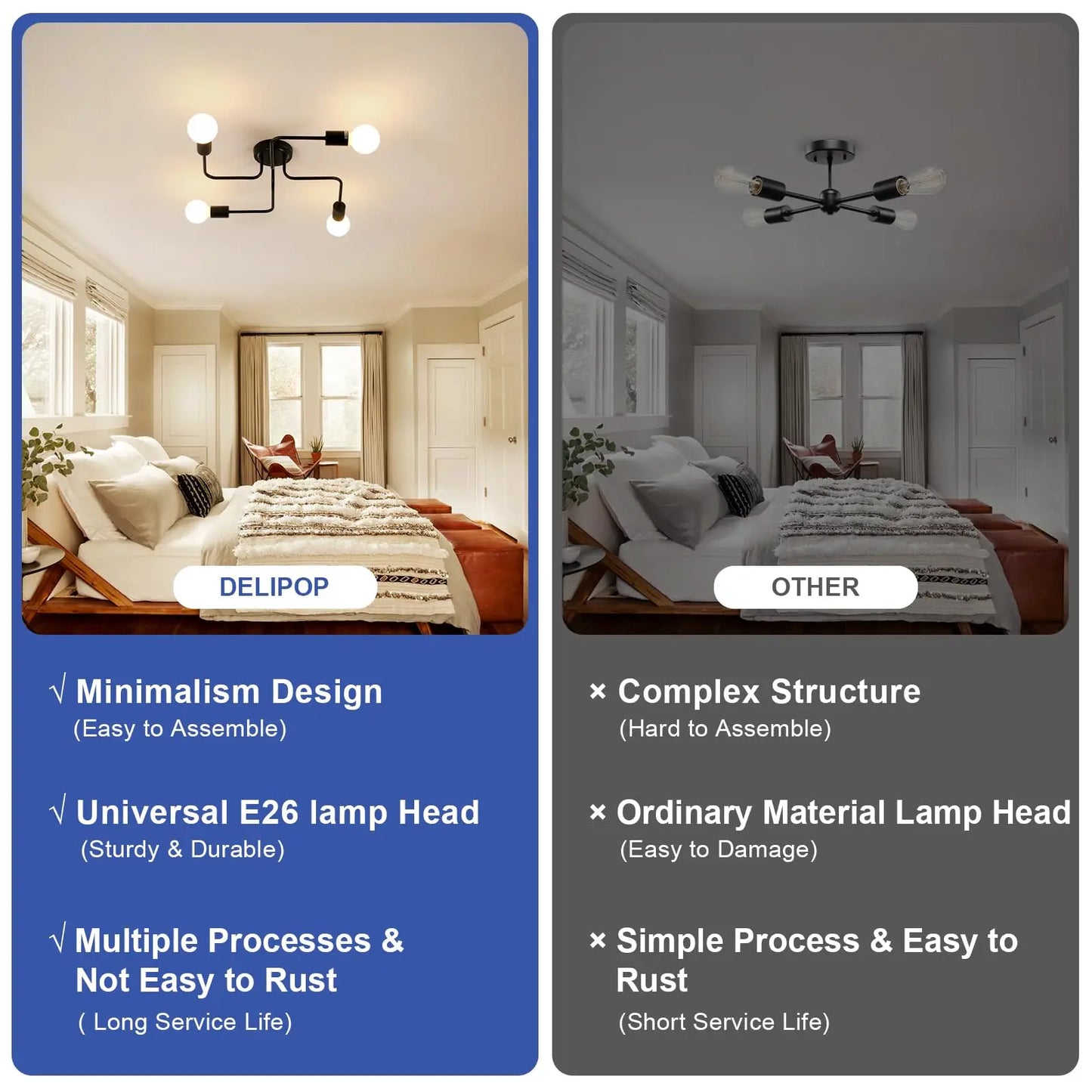 Mid Century 4-Light Black Sputnik Light Fixture