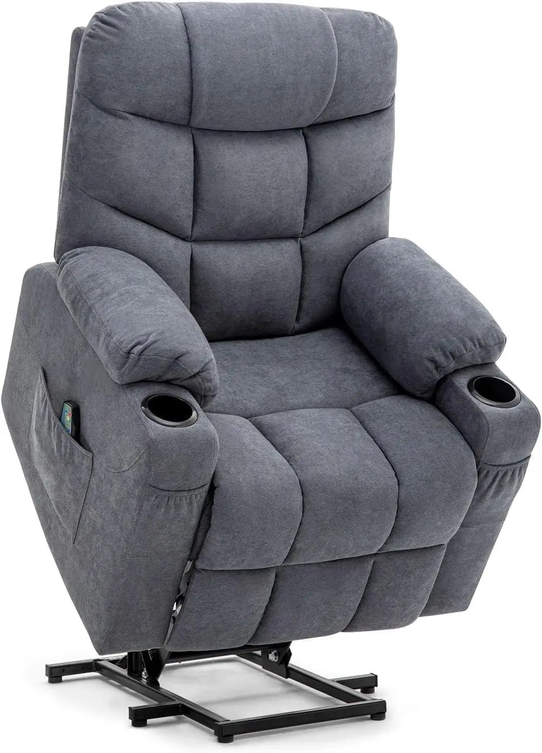 Power Lift Recliner with Heated Vibration Massage and Side Pockets, USB Charge Port & Cup Holders