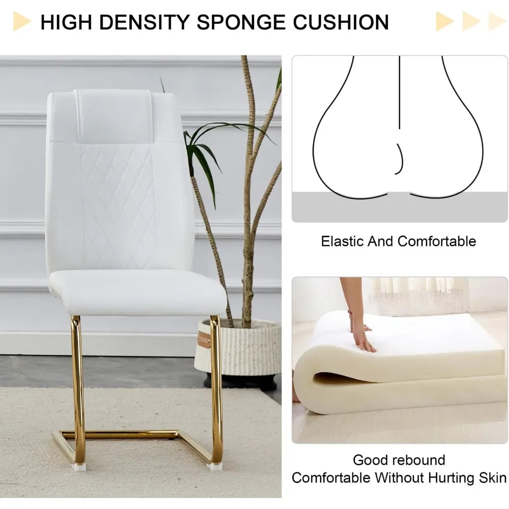 Rectangular Dining Room Table with 6 PU Leather Upholstered Dining Chairs