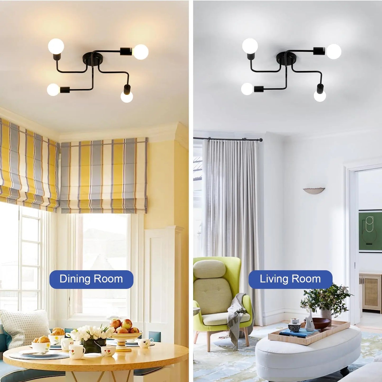 Mid Century 4-Light Black Sputnik Light Fixture