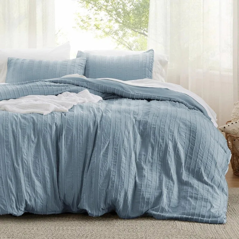 Grid Tufted Shabby Chic Duvet Cover Set, King and Queen sets only