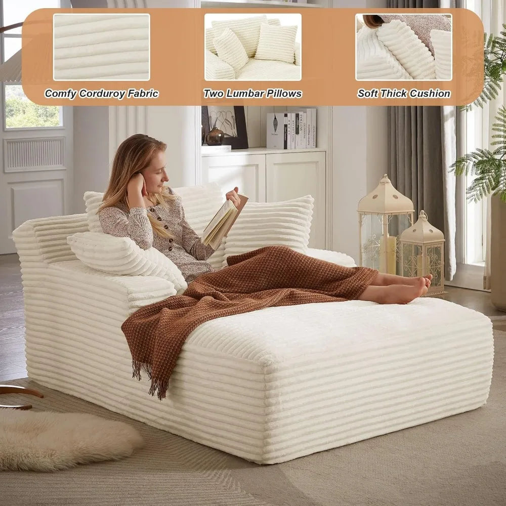 49.2" Oversized Chaise Lounge Chair With Corduroy Fabric