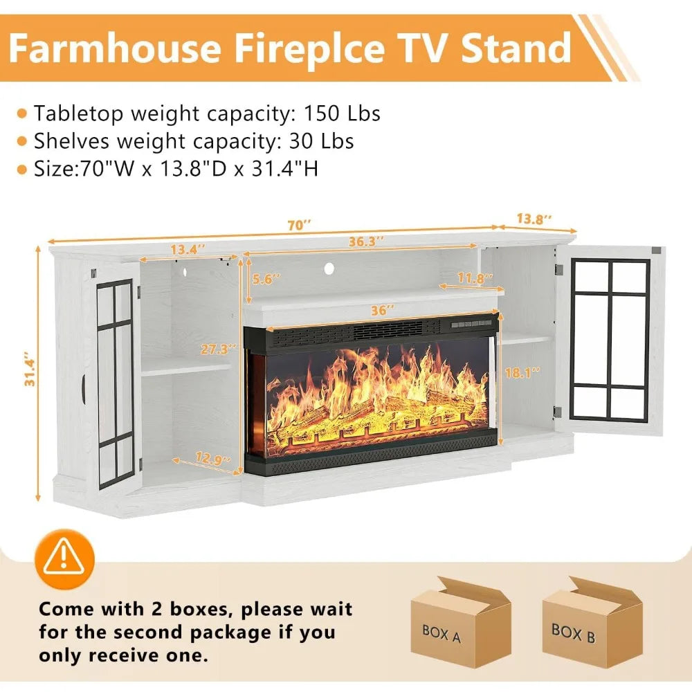 Rustic Media Entertainment Center with 36 Inch Fireplace