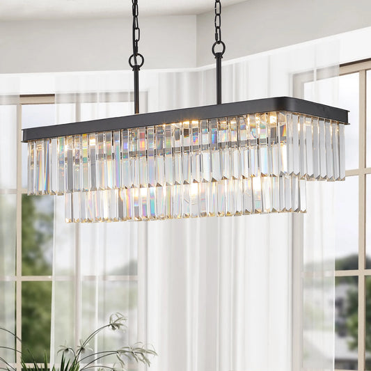 Modern Black Base Crystal Chandelier
