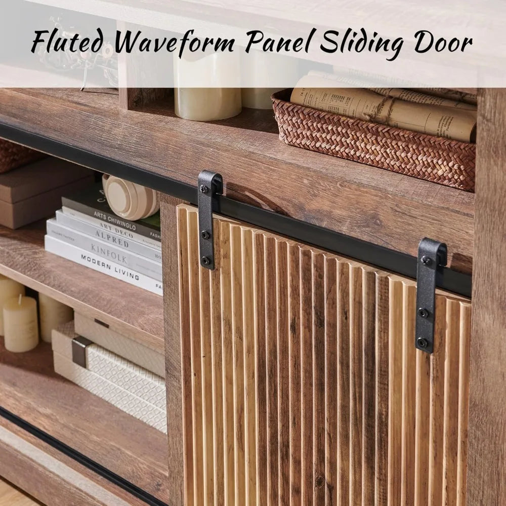 Fluted Waveform Panel designed Entertainment Center Fits up to 75 " TV