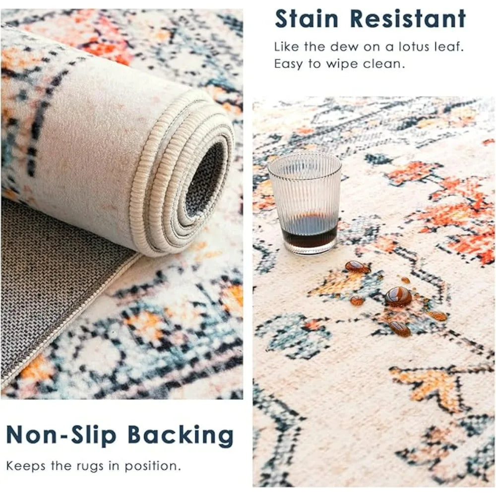 Non Slip and Machine Washable Vintage Designed Rug