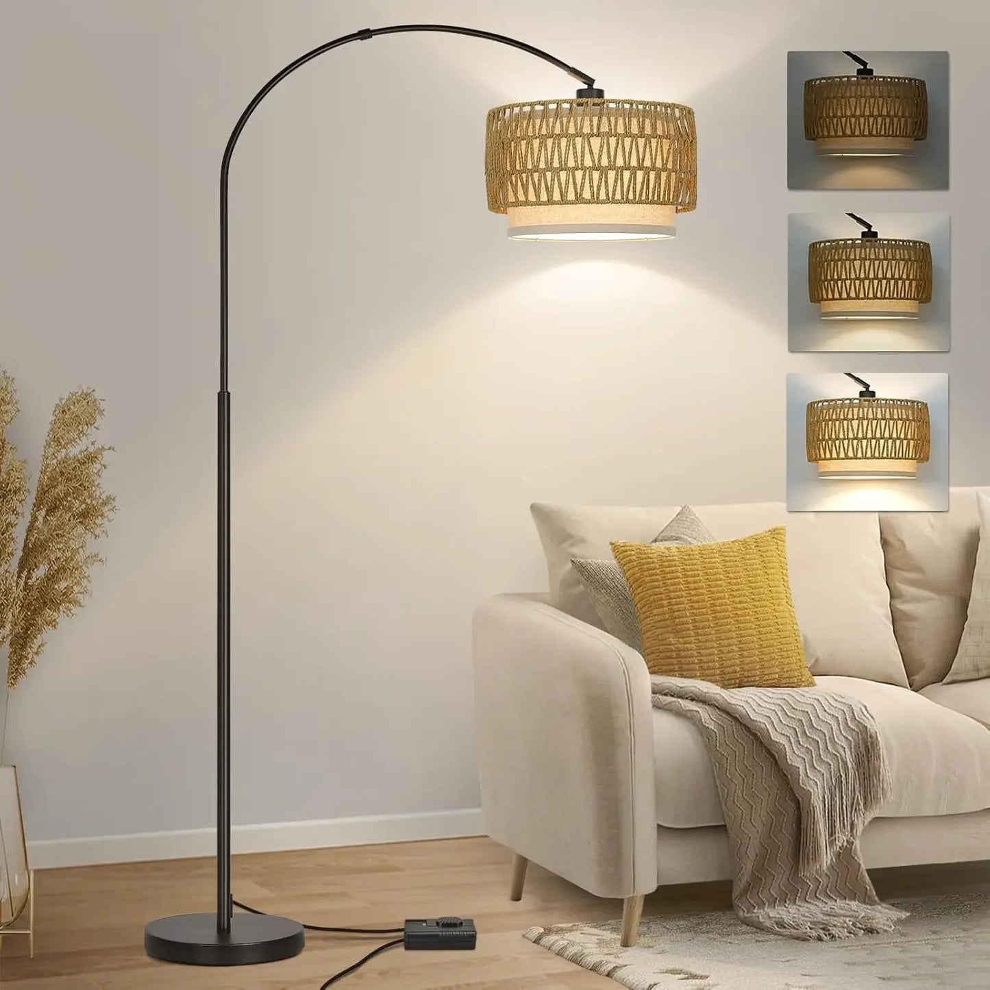 Black Arc Pole Lamp with Dimmer