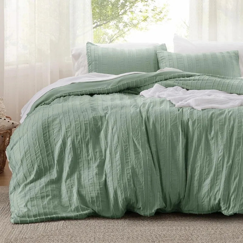 Grid Tufted Shabby Chic Duvet Cover Set, King and Queen sets only