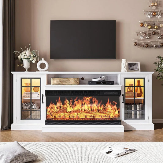Rustic Media Entertainment Center with 36 Inch Fireplace