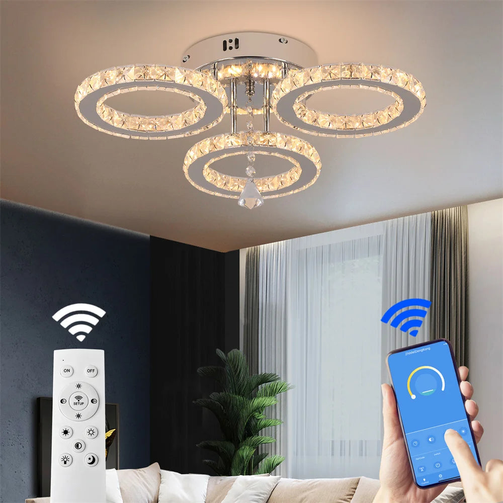 Modern Crystal Chandelier with Remote