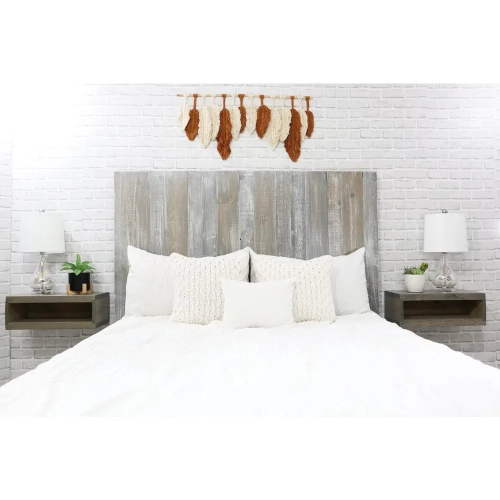Gray Washed Wood Headboard, Farmhouse Design