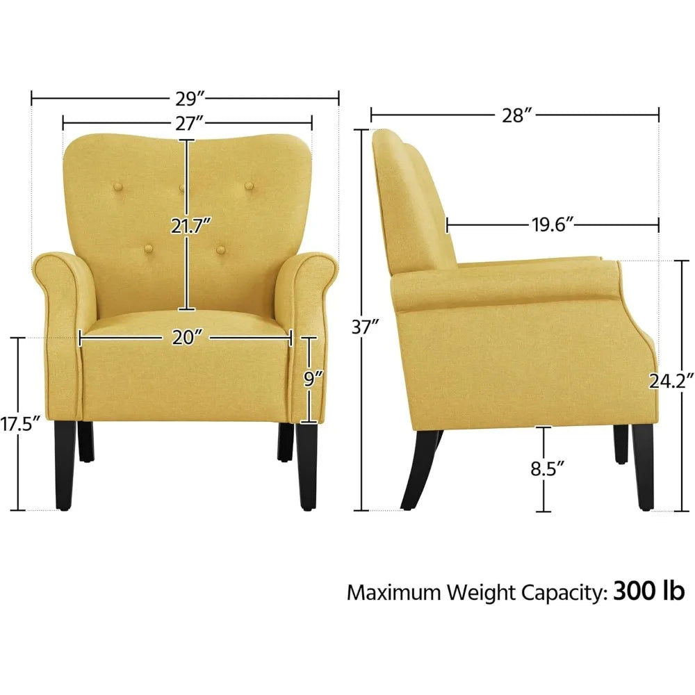 Modern Mid Century Accent Club Chair with Sturdy Wood Legs