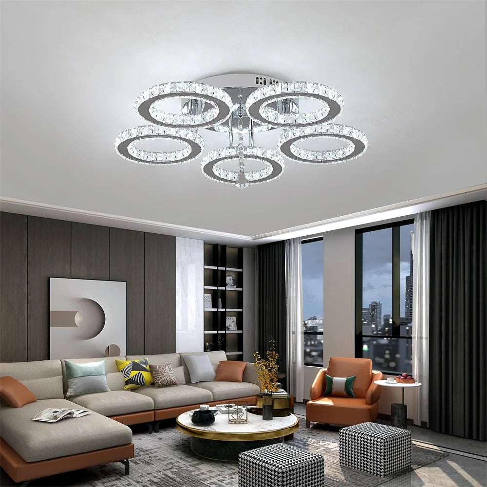 Modern Crystal Chandelier with Remote