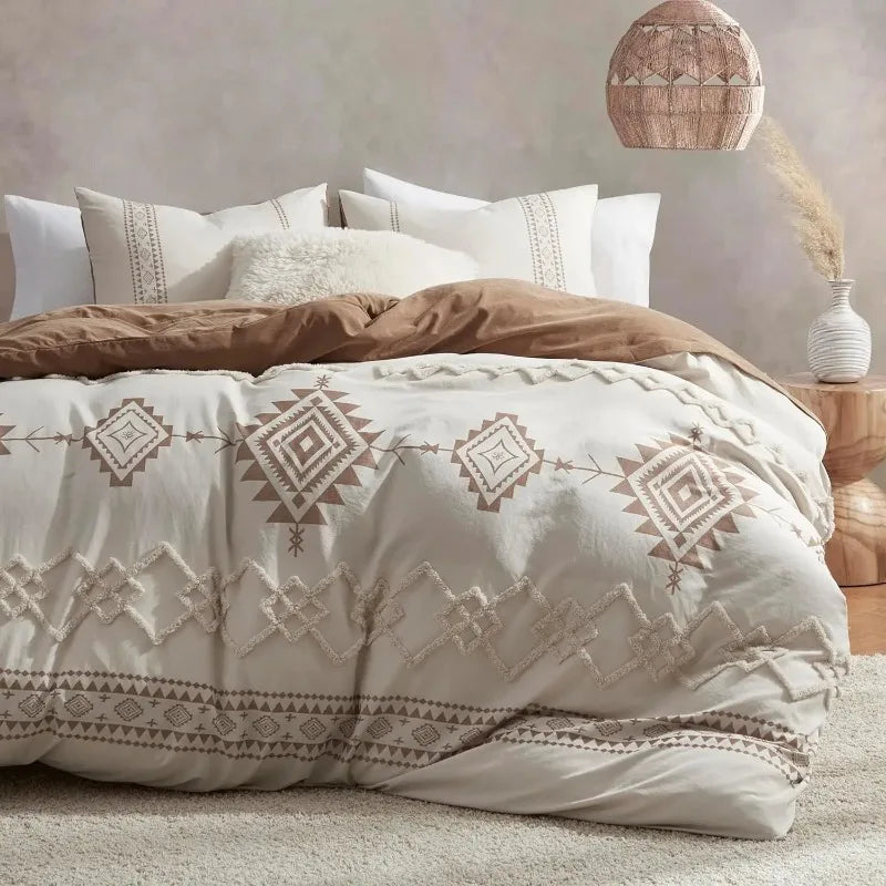 Boho Geometric Duvet Cover, 3 Piece Set