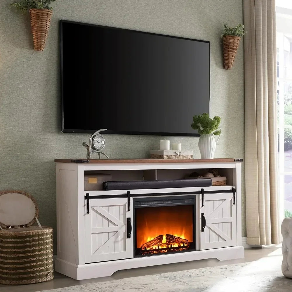 Rustic Farmhouse Media Console with 23" Electric Fireplace