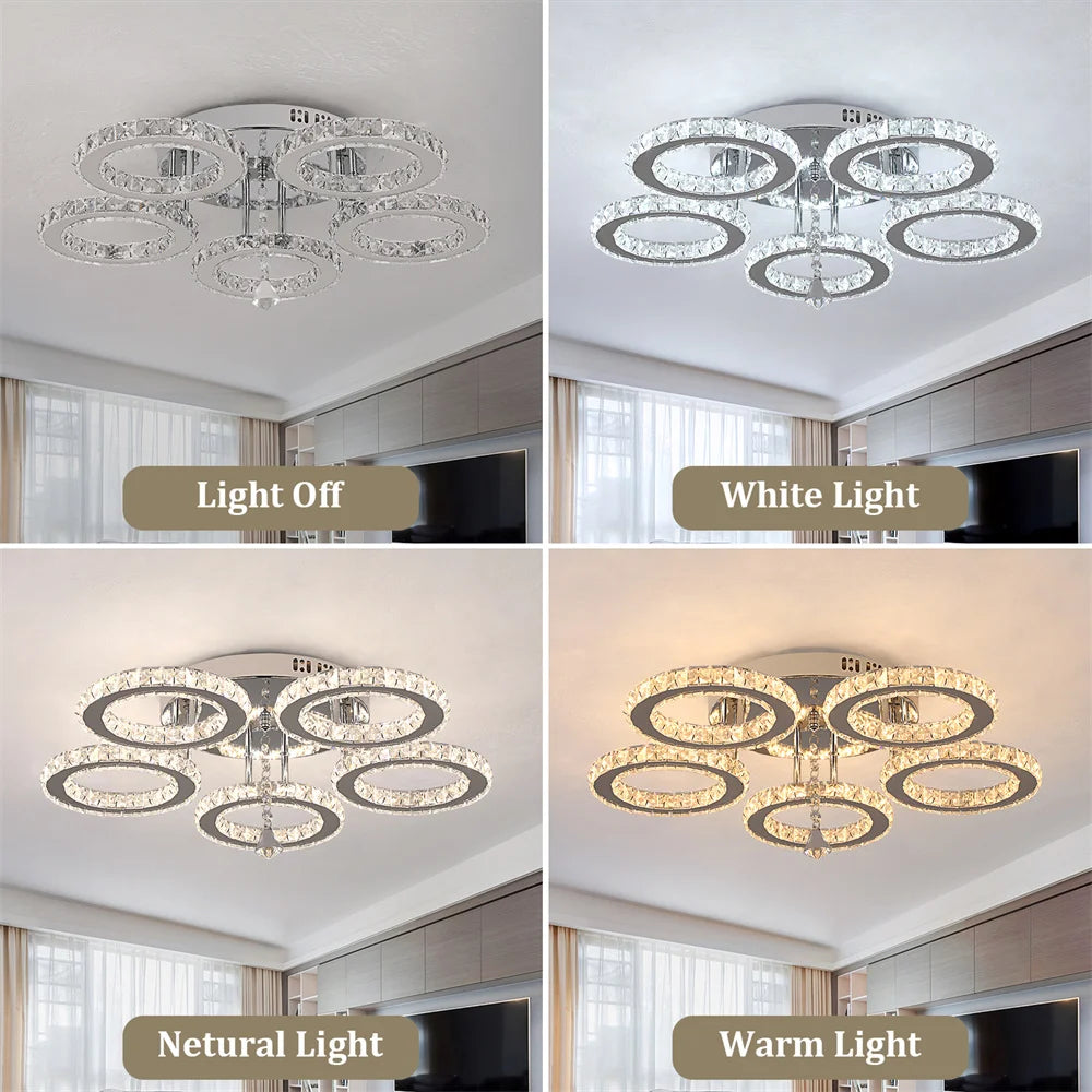 Modern Crystal Chandelier with Remote