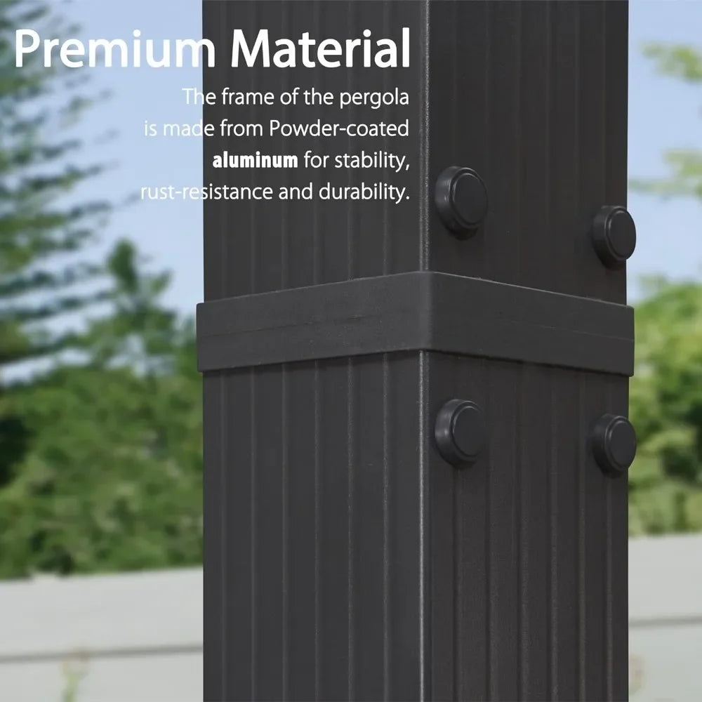 Outdoor Pergola with Retractable Canopy Aluminum Shelter