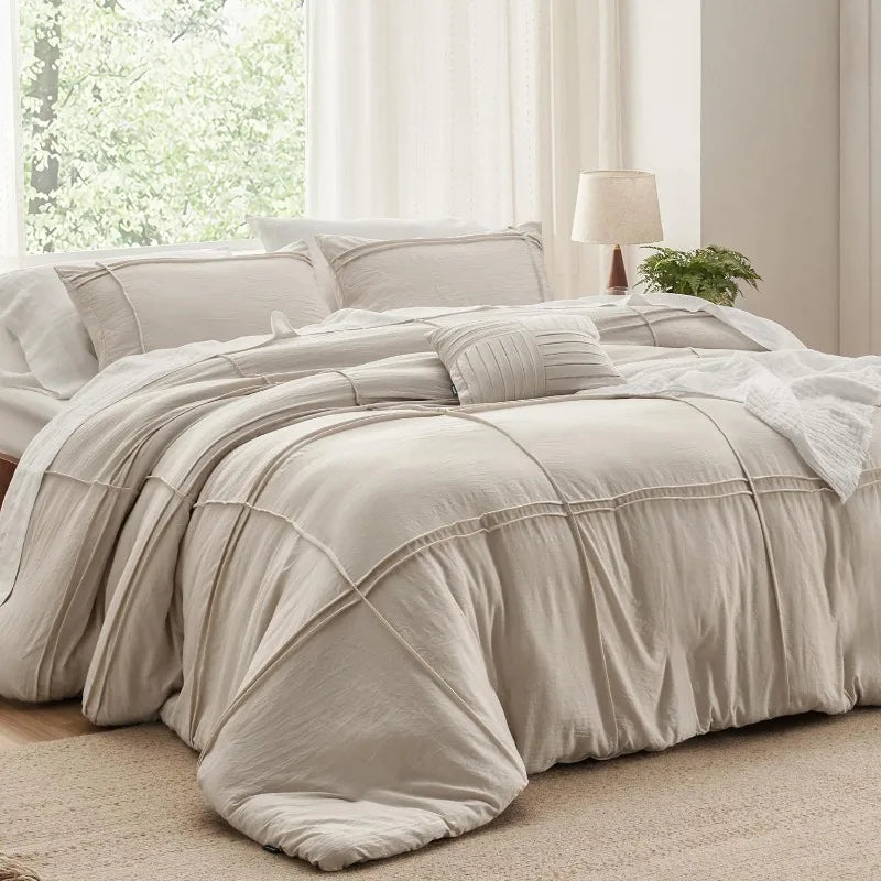 Grid Tufted Shabby Chic Duvet Cover Set, King and Queen sets only