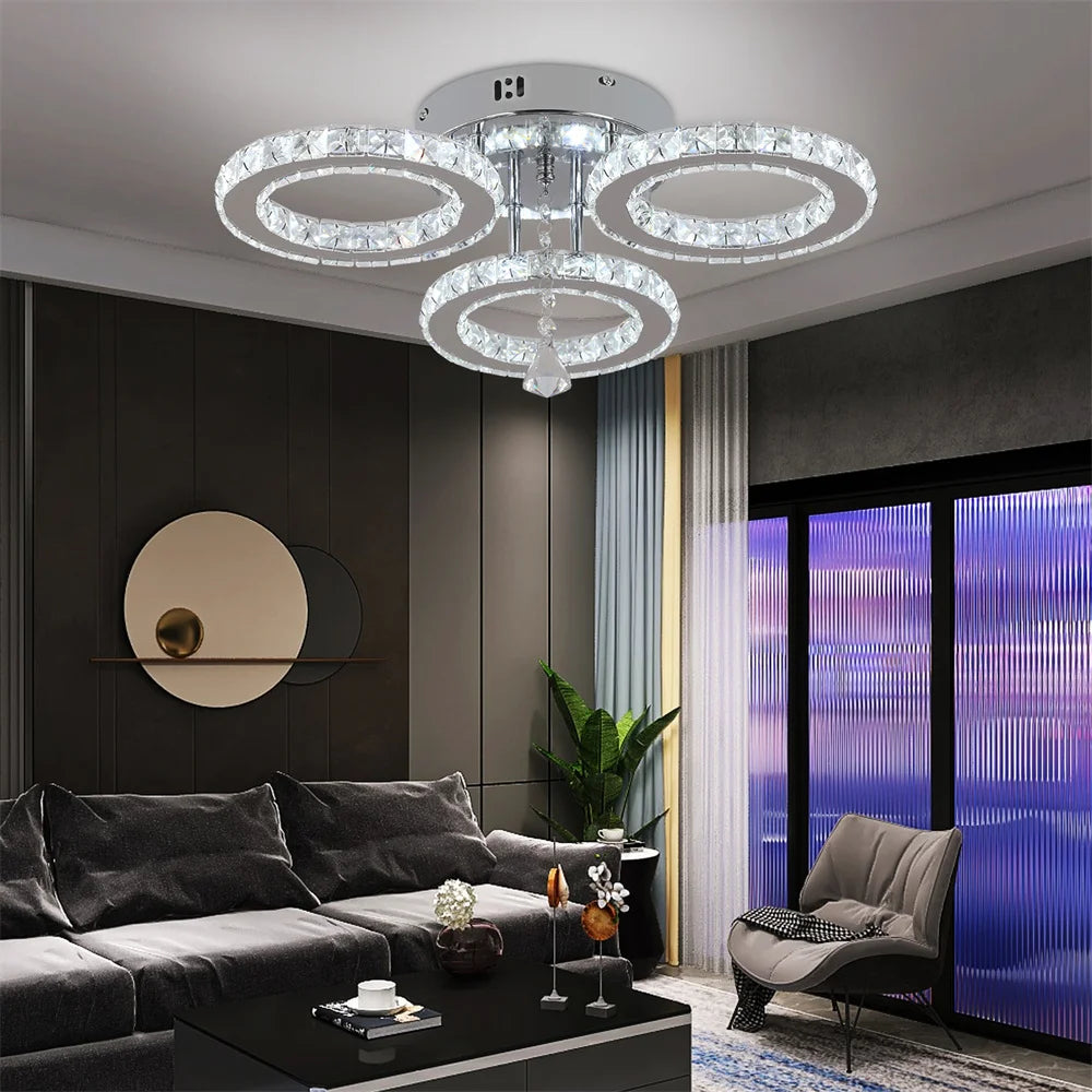 Modern Crystal Chandelier with Remote