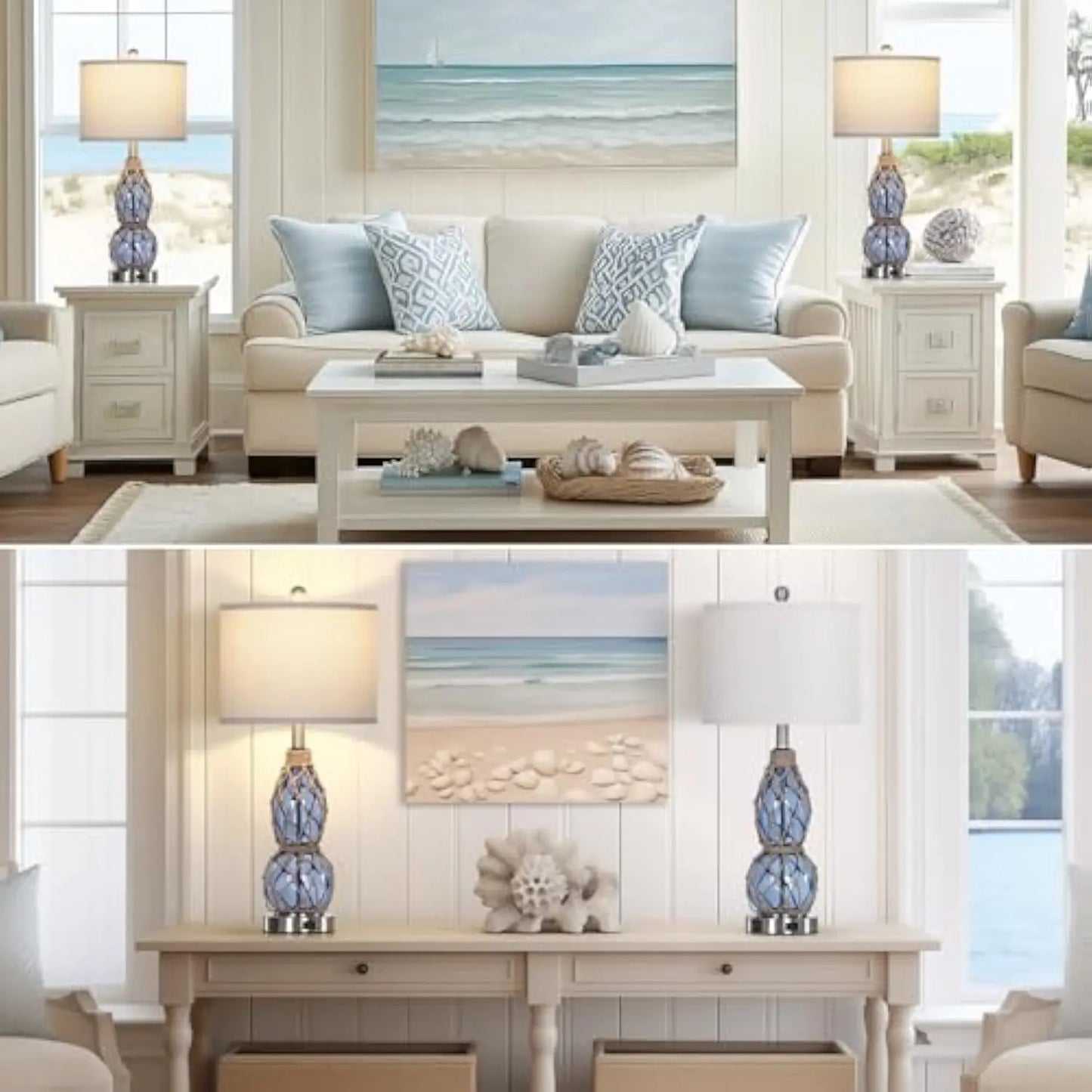 Nautical Glass Table Lamps Set of 2